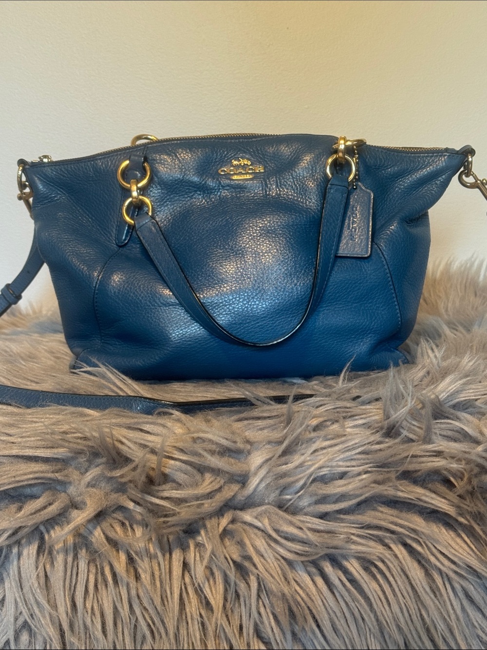 Coach Kelsey Small Satchel Cobalt Blue Pebbled Leather F26917